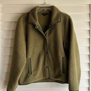 Jcrew Fleece Olive Green Jacket